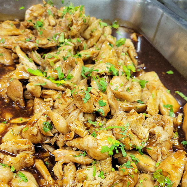 Fajitas de pollo en salsa BBQ