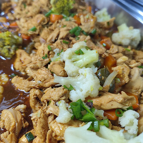 Fajitas de pollo en salsa oriental