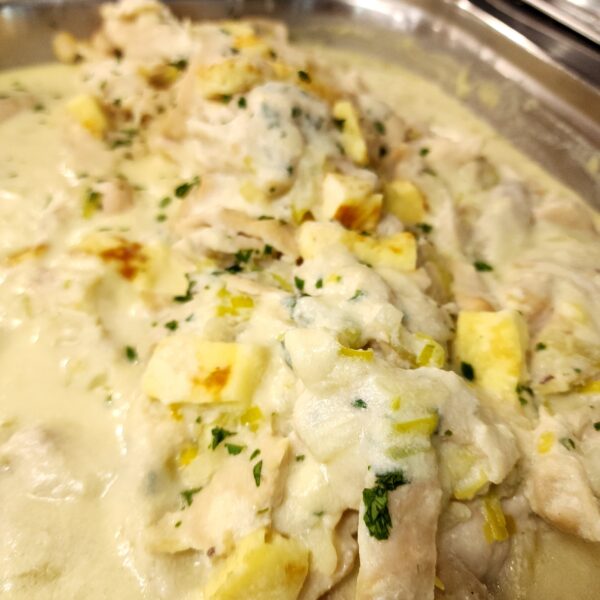 Fajitas de pollo en crema de queso