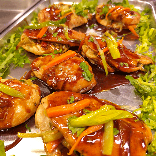 Suprema de pollo en salsa BBQ