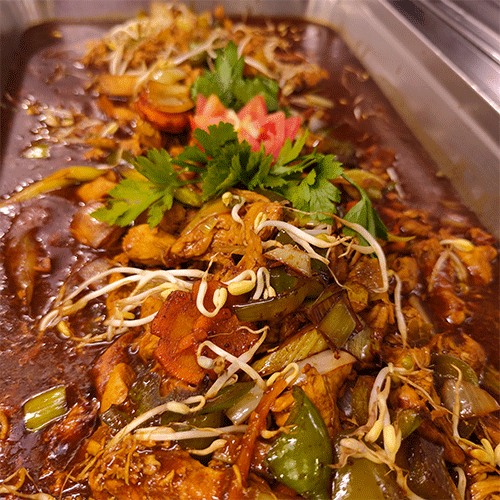 Fajitas de pollo en salsa teriyaki